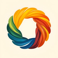 Creative Abstract Logo with Interlocking Hands Within a Circular Emblem Illustrating Teamwork, Friendship, and Business Unity