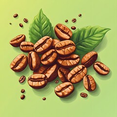 Dynamic Flat Cartoon Coffee Beans Artwork for Modern Digital Platforms and Promotional Print Media
