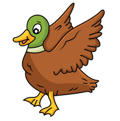 Cute cartoon hand drawn vector duck clipart.