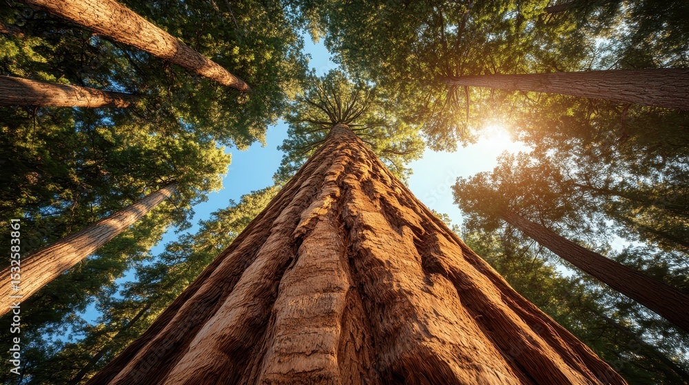 Poster this breathtaking image captures the towering trees in a forest, highlighting the beauty of nature w