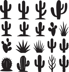 Cactus Desert Silhouettes Large Vector Set