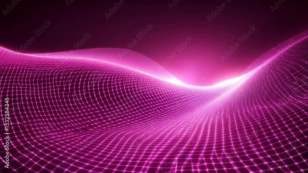 Poster abstract digital animation of a grid landscape with light flare and vivid color