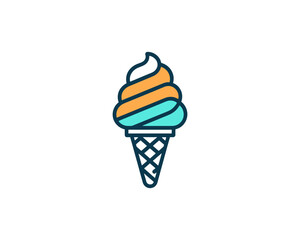 Minimal outline ice cream vector for prints