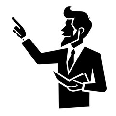 Black and white vector silhouette of a Teacher/Professor  on white background