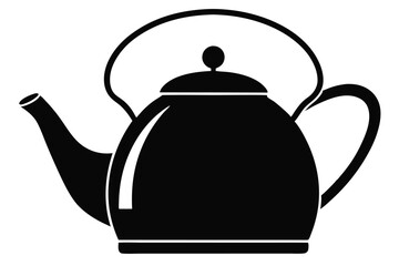 Isolated Black Teapot Illustration with Spout, Handle, and Lid Knob Design Element