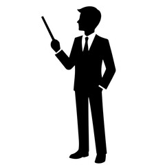Black and white vector silhouette of a Teacher/Professor  on white background