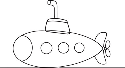 Submarine Silhouette Line Art Vector Design