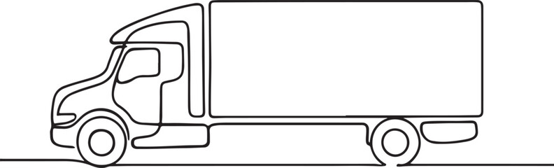 Truck Vehicle Line Drawing Vector Illustration