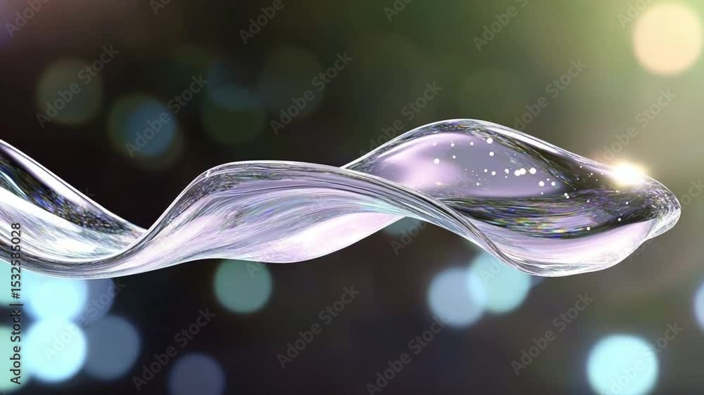 Poster fluid elegance: a gracefully curved, transparent form, reminiscent of flowing liquid, swirls against