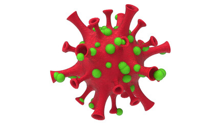  3d rendering of a red virus on transparent background