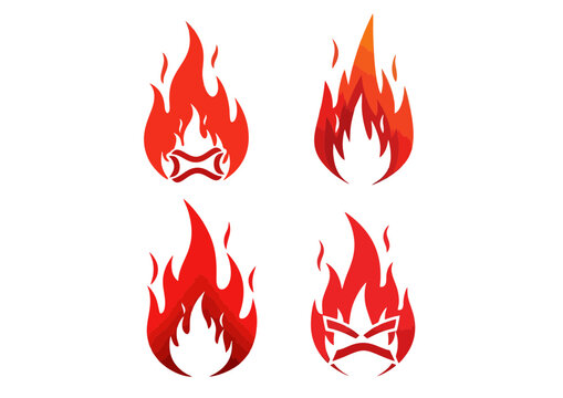 Stylized red flame illustration with sharp angular tips, symbolizing anger and intensity