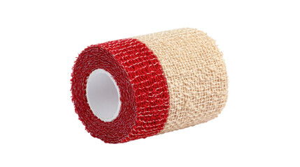 Elastic Adhesive Bandage Roll with Red Stripe on Transparent Background
