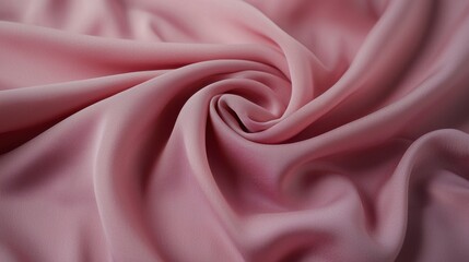 Obraz premium Pink silk texture ripple background. Top view of cotton pastel fabric luxury backdrop. Abstract crumpled textile waves. Elegant wallpaper design for cosmetics and beauty industry