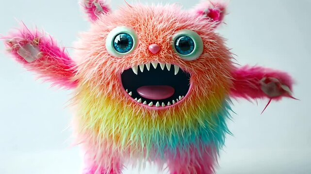 Colorful Furry Monster with Big Eyes
