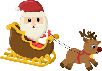 Santa Claus Sleigh Riding Reindeer

