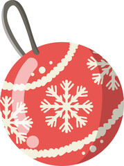 Snowflake Pattern Red Christmas Ball


