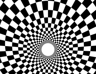 Black, white vortex made of checkerboard pattern jp Design For Optical Illusions, Psychedelic Art, Abstract Backgrounds, Visual Effects, and Motion Graphics for Banner, Web-design, Brochure, Poster