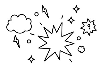 Minimal Comic Style Icon Pack – Hand-drawn Manga Emotion & Action Elements