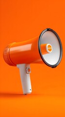Vibrant orange megaphone on a bold background