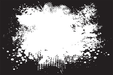 Abstract White Grunge Splatter with Halftone on Black Background