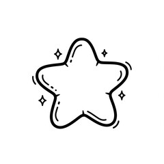 Set of Y2K Star Icons in Black and White Line Art. Retrofuturistic Graphic Elements.