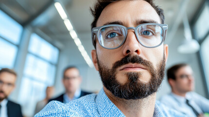 Focused professional in meeting