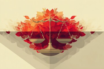 Autumn Equinox in falling leaves symmetry and seasonal balance
