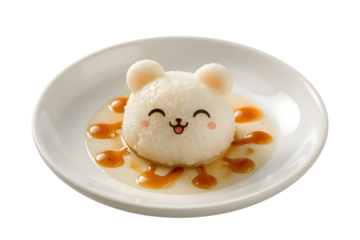 Cute bear-shaped food on a plate