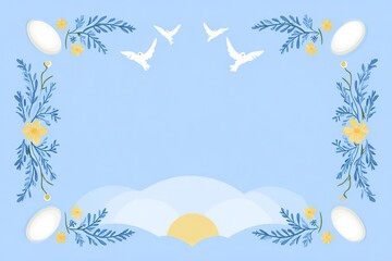 Spring Equinox themed minimal vector with floral balance elements
