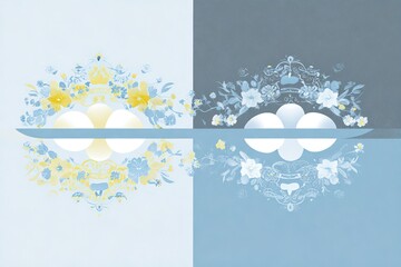 Spring Equinox themed minimal vector with floral balance elements
