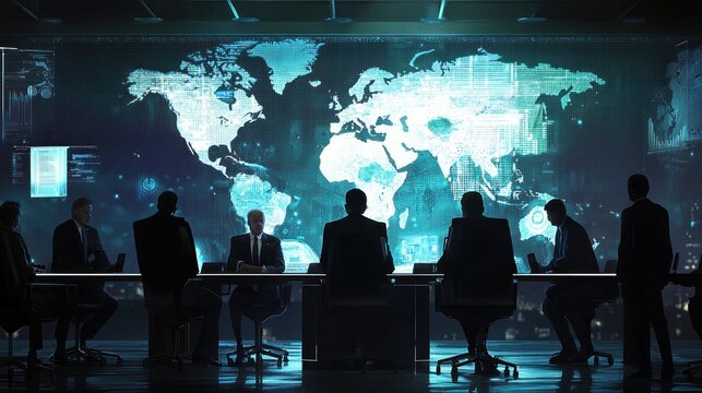 Global Strategy Meeting: Executives Analyze Worldwide Data