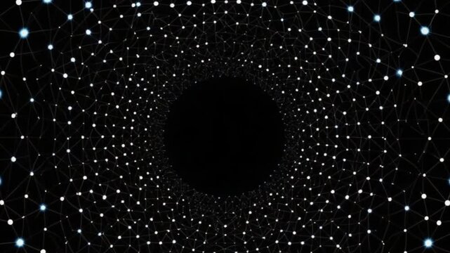 Cool round ball themed background Connect the dots round ball as a black whole for blockchains