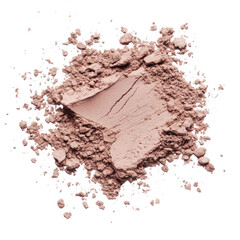 Pile of light pink powder, cosmetic product, scattered on transparent background