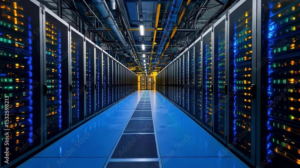 Aufkleber data center: servers, computers, technology, network, server room, data storage. cyber security and 