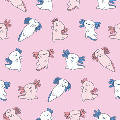 Vector Axolotl Pattern Illustration Seamless for Wallpaper Background Cover Packaging