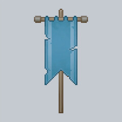 blue rusted flag in pixel art style