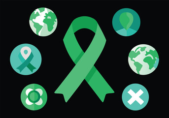 Green Ribbon Global Awareness Symbol for Environmental Causes and Sustainability Initiatives