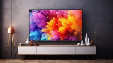 A photo of an LED TV with a chromecast device.