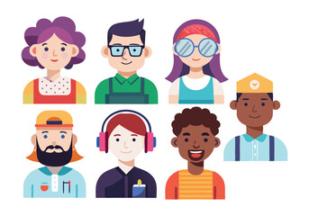 Diverse People Icons Flat Illustrations of Men and Women for Websites and Apps