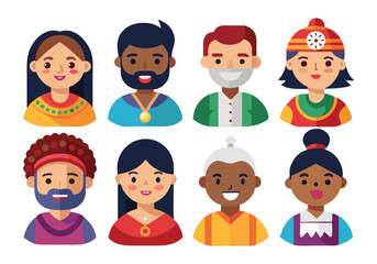 Diverse People Avatars Colorful Illustrations of Global Cultures