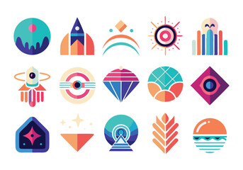 Collection of 20 Colorful Geometric Abstract Logos and Icons