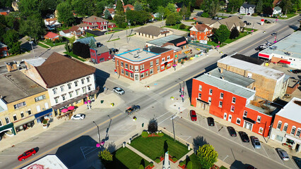 Aerial view of Mitchell, Ontario, Canada in summer