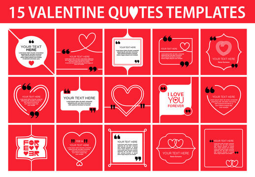Collection of 15 Vector Templates for Love and Valentine Social Posts