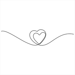 Continuous one line drawing of Love vector Heart shape illustration