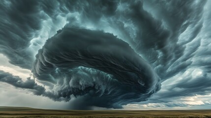 Dramatic storm clouds over a vast plain.