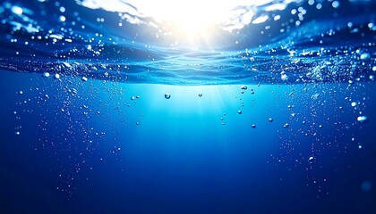 Underwater sunbeams and bubbles