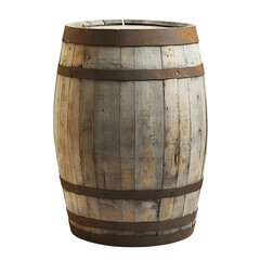 Old wooden barrel isolated on transparent background