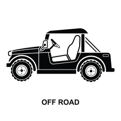 Off road 4wd car icon isolated on white background vector illustration.