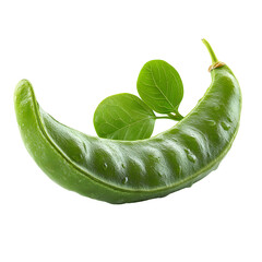 Fresh lima bean with leaves isolated, healthy vegetable food concept on transparent background