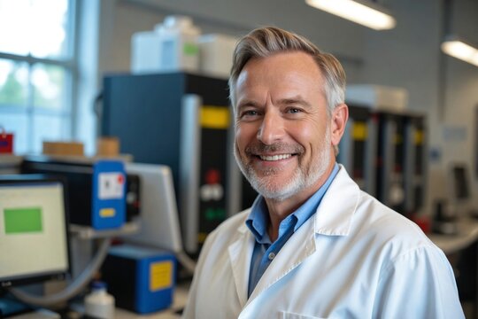 Professional Caucasian Male Scientist in His 40s in a Brewery Quality Control Laboratory